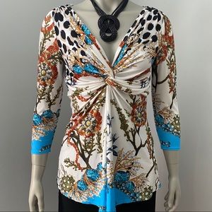 BOSTON PROPER | 3/4 Sleeve White and multi-color